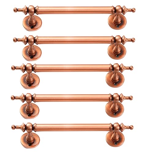 PILYON Küchengriffe 5 Stück Retro-Holzschrank-Türgriff,Runder Rohrgriff,Kleiderschrank,Kleiderschrank,Badezimmer,Schubladenknopf,Rot,Antik,Lochabstand 160mm von PILYON