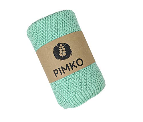 PIMKO Babydecke Strickdecke Kuscheldecke Schmusedecke weich und kuschelig ideal für Zuhause oder für Unterwegs für Allergiker geeignet aus natürlicher 100% Baumwolle Größe 80 x 100 cm (Mint) von PIMKO