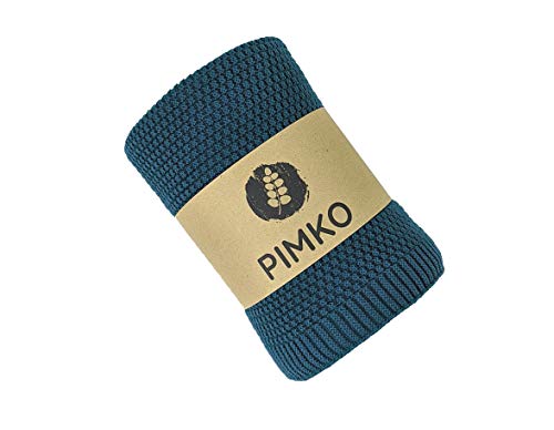 PIMKO Babydecke Strickdecke Kuscheldecke Schmusedecke weich und kuschelig ideal für Zuhause oder für Unterwegs für Allergiker geeignet aus natürlicher 100% Baumwolle Größe 80 x 100 cm (Petrol) von PIMKO