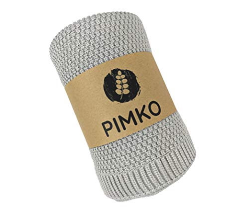 PIMKO Babydecke Strickdecke Kuscheldecke Schmusedecke weich und kuschelig ideal für Zuhause oder für Unterwegs für Allergiker geeignet aus natürlicher 100% Baumwolle Größe 80 x 100 cm (Steel) von PIMKO