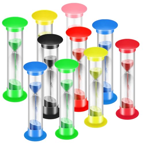 PIMXL 10 Stück 5-Minuten Sanduhr Zähneputzen, Sanduhr Buntes Sand Timer Sanduhren Set für Zahnputzuhr Küchen Klassenzimmern Zuhause Zeitmanagement (Zufällige Farbe) von PIMXL
