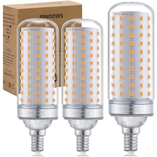 PINDOWS 20W LED Lampe E14 Warmweiß 3000K,LED Mais Glühbirne,200W Glühbirnen Äquivalent,2200LM Kann 150W~200W Glühlampe Leuchtmittel ersetzen,Hohe Helligkeit CRI 85,Nicht Dimmbar,3er-Pack von PINDOWS