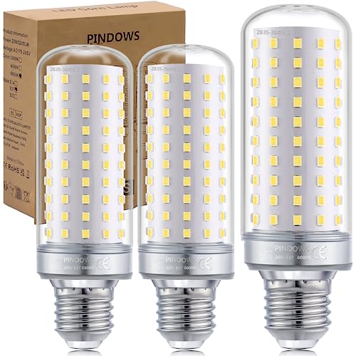 PINDOWS 20W LED Lampe E27 Kaltweiß 6000K,LED Mais Glühbirne,200W Glühbirnen Äquivalent,2200LM Kann 150W~200W Glühlampe Leuchtmittel ersetzen,Hohe Helligkeit CRI 85,Nicht Dimmbar,3er-Pack von PINDOWS