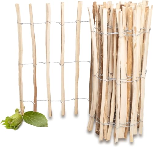 Staketenzaun Holz 80cm Hoch und 500 cm Lang - Steckzaun - Holzzaun - Gartenzaun Holz - Zaun Staketenzaun - Zaunelemente Holz - Rollzaun - Jägerzaun Tor - Zaunpfahl Holz - Lattennabstand 7-8 cm von PINEEA