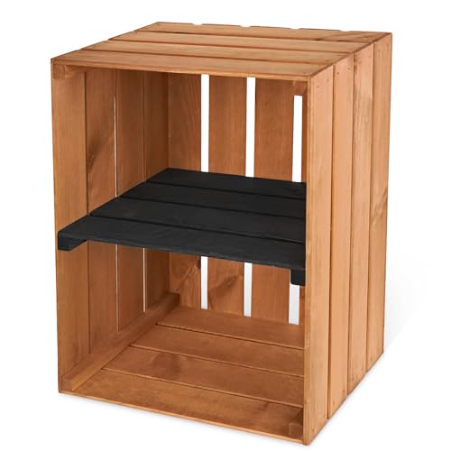 PINEEA Holzkiste Groß Regal - Obstkiste Holz - Weinkisten - Deko Geflammt Vintage Holzbox 50x40x30 von PINEEA