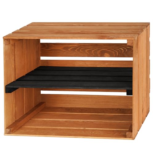 PINEEA Holzkiste Groß Regal - Obstkiste Holz - Weinkisten - Deko Geflammt Vintage Holzbox 50x40x30 von PINEEA