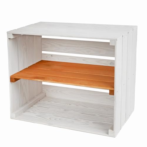 PINEEA Holzkiste Groß Regal - Obstkiste Holz - Weinkisten - Deko Weiß Vintage Holzbox 50x40x30 von PINEEA