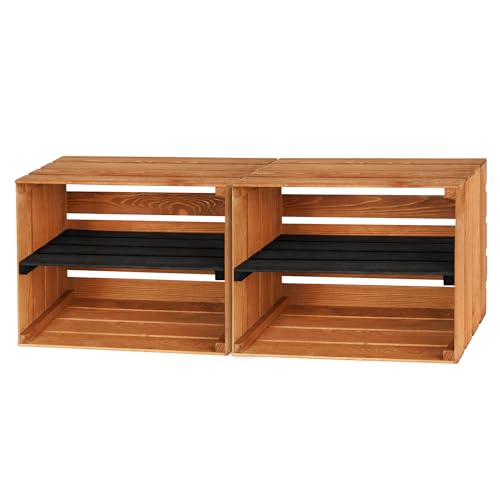 PINEEA Holzkiste Groß Regal - Obstkiste Holz - Weinkisten - Deko Geflammt Vintage Holzbox 50x40x30 von PINEEA