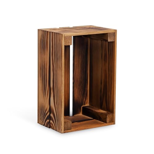 PINEEA Holzkiste Klein - Weinkisten Holz - Deko Holzkisten - Weinkiste Holzbox – Obstkiste Vintage – Kiste Geflammt 30x20x15 von PINEEA