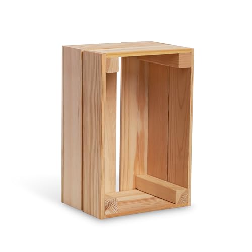 PINEEA Holzkiste Mini Vintage Natur 30x20x15 - Weinkisten Holz Vintage - Obstkiste Holz - Weinkiste Holzbox - Deko Holzkisten - Holzkiste Klein - Obstkisten - Kiste Holz von PINEEA