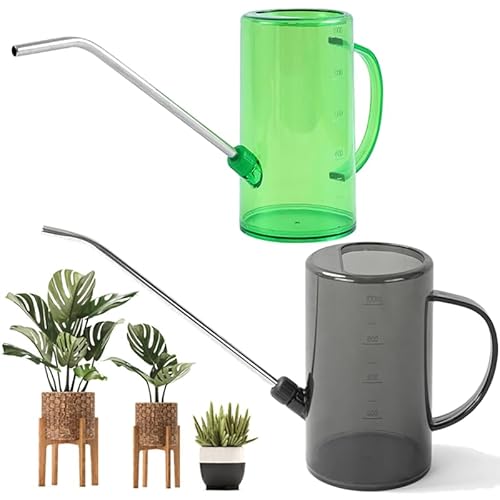 2024 Gießkanne mit langem Ausguss, Upgrade kleine Gießkanne for Zimmerpflanzen mit langem Ausguss for Blumen, Zimmergießkanne mit langem Ausguss aus Edelstahl for Pflanzenblumengarten/1100(Green+grey, von PINFANSHIJIE