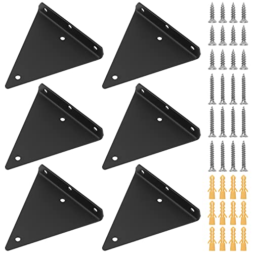PINGEUI 6 Stück Regalhalterungen Metall Schwarz, 140x130x26mm Wandregal Halterung, Unsichtbare Versteckter Dreieck Regalhalter, Schwimmende Regalträger mit Befestigungsteilen, Tragkraft 10kg Pro Stück PINGEUI 6 Stück Regalhalterungen Metall Schwarz, 140x130x26mm Wandregal Halterung, Unsichtbare Versteckter Dreieck Regalhalter, Schwimmende Regalträger mit Befestigungsteilen, Tragkraft 10kg Pro Stück von PINGEUI