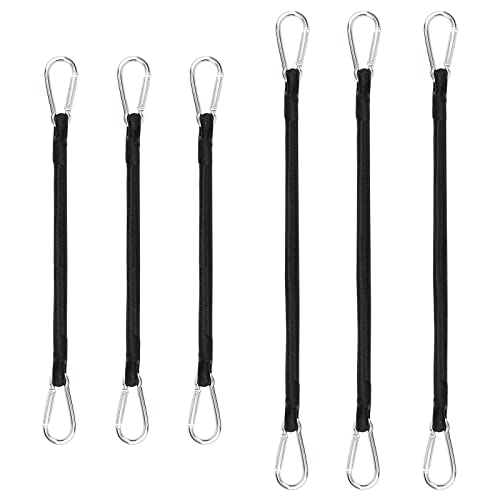 NGOSUET 6 er Set Spanngummi mit Haken, 1M, 1,5M Lang Gepäckspanner Expander Gummiband mit Karabinerhaken, 10 mm Dick Schwarz Spannseil, Expander mit Haken, Spanngurte für Camping, Planen, Motorrad von PINGEUI