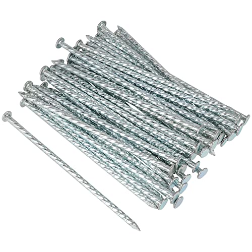 PINGEUI 60 Stück 20,3 cm silberne Spiral-Landschaftspieße, verzinkte Metallspirale, Landschaftsspieße, Gartenpfähle für Kunstrasen, Pavé-Fassung, Unkrautsperre, Zelt von PINGEUI