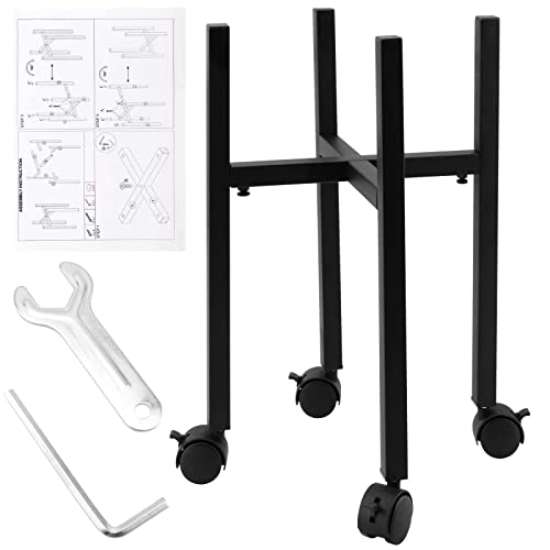 NGOSUET Verstellbarer Pflanzenständer Schwarz, Metall Blumenständer mit Rädern, Pflanzhocker Plant Stand Metall Blumentopfständer für Innen und Außen, Einstellbare Breite 24cm bis 38cm von PINGEUI