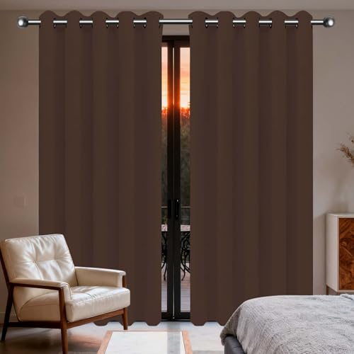 PINGSANL Gardinen Blickdichte 225 x 249 cm Thermo Vorhang Gegen Kälte Und Hitze Verdunkelnd Gardinen Blickdicht Vielen Farben Und Größen für Hotels Schlafzimmer, 1Er Set, braun von PINGSANL