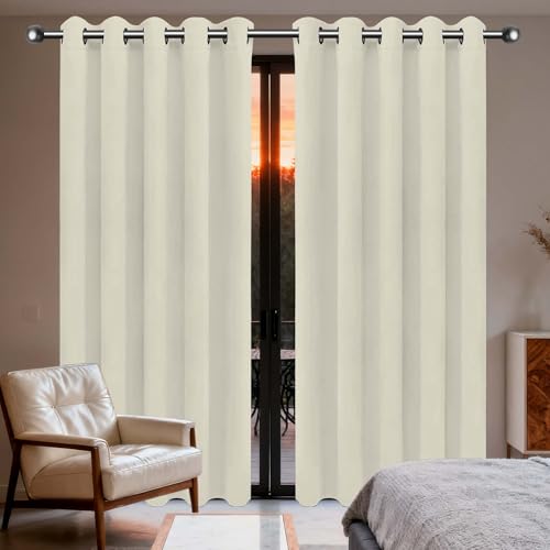 PINGSANL Gardinen Blickdichte 231 x 241 cm Thermo Vorhang Gegen Kälte Und Hitze Verdunkelnd Gardinen Blickdicht Vielen Farben Und Größen für Hotels Schlafzimmer, 1Er Set, Beige von PINGSANL