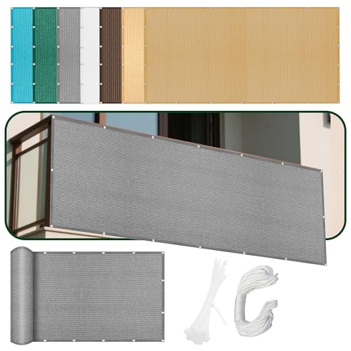 Sonnensegel Rechteckig 110 x 410 cm Rechteckig Atmungsaktiv 98% UV Schutz Sun Segel Sonnenschutz Plane mit Ösen Seil HDPE UV Schutz Ohne Bohren für Balkon Garten, Hellgrau Sonnensegel Rechteckig 110 x 410 cm Rechteckig Atmungsaktiv 98% UV Schutz Sun Segel Sonnenschutz Plane mit Ösen Seil HDPE UV Schutz Ohne Bohren für Balkon Garten, Hellgrau von PINGSANL