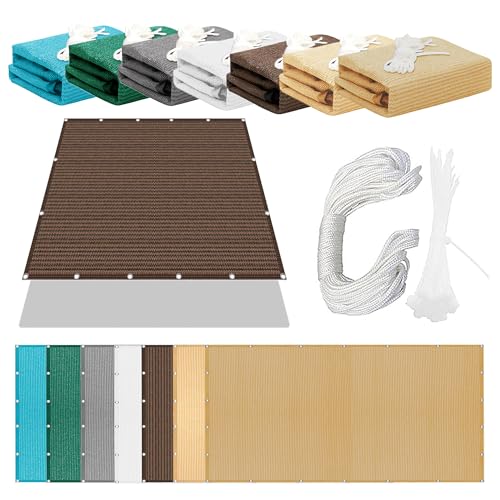 Sonnensegel Rechteckig 170 x 300 cm Rechteckig Atmungsaktiv 98% UV Schutz Sun Segel Sonnenschutz Plane mit Ösen Seil HDPE UV Schutz Ohne Bohren für Balkon Garten, braun von PINGSANL