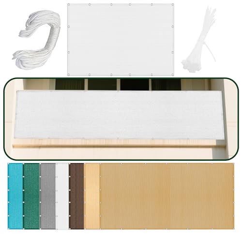 Sonnensegel Rechteckig 220 x 300 cm Rechteckig Atmungsaktiv 98% UV Schutz Balkon Sichtschutz mit Ösen Ohne Bohren mit Seil für Garten Terrasse Outdoor Camping, Weiß Sonnensegel Rechteckig 220 x 300 cm Rechteckig Atmungsaktiv 98% UV Schutz Balkon Sichtschutz mit Ösen Ohne Bohren mit Seil für Garten Terrasse Outdoor Camping, Weiß von PINGSANL