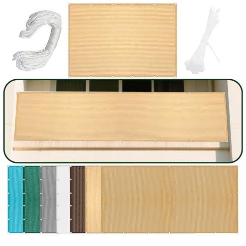 Sonnensegel Rechteckig 400 x 450 cm Rechteckig Atmungsaktiv 98% UV Schutz Balkon Sichtschutz mit Ösen Ohne Bohren mit Seil für Garten Terrasse Outdoor Camping, Creme Farben Sonnensegel Rechteckig 400 x 450 cm Rechteckig Atmungsaktiv 98% UV Schutz Balkon Sichtschutz mit Ösen Ohne Bohren mit Seil für Garten Terrasse Outdoor Camping, Creme Farben von PINGSANL