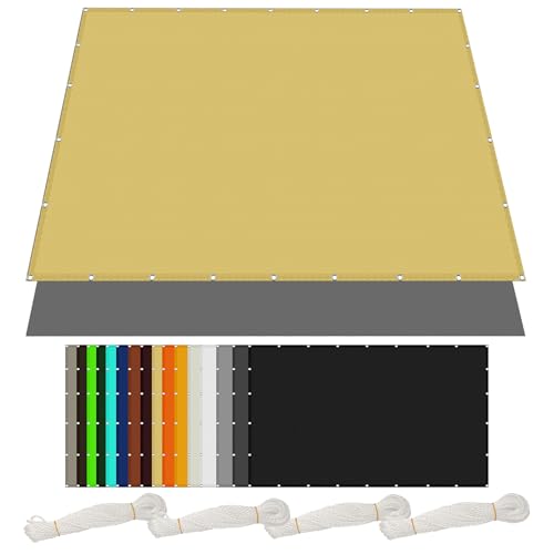 Sonnensegel Sonnenschutz 1.3 x 2.2 m Rechteckig Wasserdicht Sonnenschutz Windschutz Shading Garden Sunshade Net mit Ösen Segeltuch 4 × 1.5 M Seile für Terrasse Garten, Creme Farben von PINGSANL