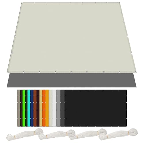 Sonnensegel Sonnenschutz 9 x 10 m Rechteckig Wasserdicht Sonnenschutz Windschutz Shading Garden Sunshade Net mit Ösen Segeltuch 4 × 1.5 M Seile für Terrasse Garten, Beige von PINGSANL