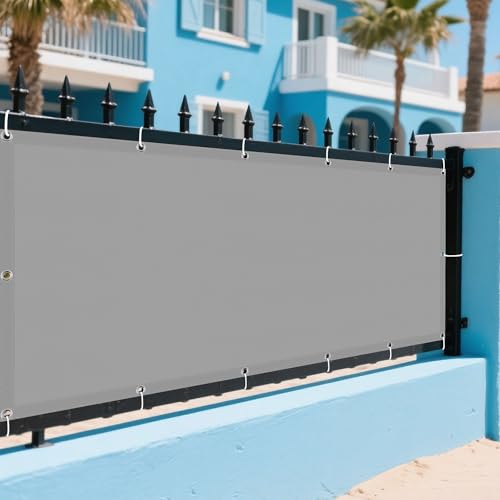 Sonnensegel Wasserabweisend 302 x 340 cm Rechteckig Wasserdicht 98% UV Schutz Abdeckung Schattenstoff mit Spannseilen mit Ösen für Balkon Camping Terrasse Pergola, Hellgrau von PINGSANL