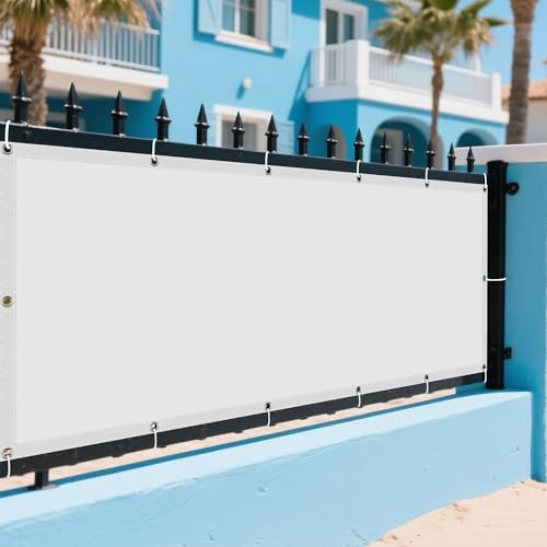 Sonnensegel Wasserabweisend 70 x 380 cm Rechteckig Wasserdicht 98% UV Schutz Abdeckung Schattenstoff mit Spannseilen mit Ösen für Balkon Camping Terrasse Pergola, Weiß von PINGSANL