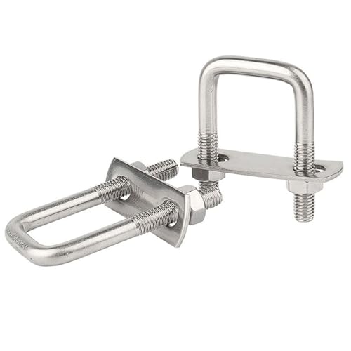 2er-Pack rechtwinklige Vierkantrohrschellen aus Edelstahl 304, M6-U-Bolzen mit Sattelhalterung for Handläufe, Heimwerkerprojekte(M6*50 * 100) von PINGSHI Boutique UK