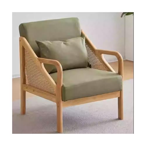 PINGSHI Boutique UK Sofasessel aus Massivholz, bequemer gepolsterter Akzentsessel for Balkon, Lounge, Schlafzimmer, Lesen, Entspannen(Army Green) von PINGSHI Boutique UK