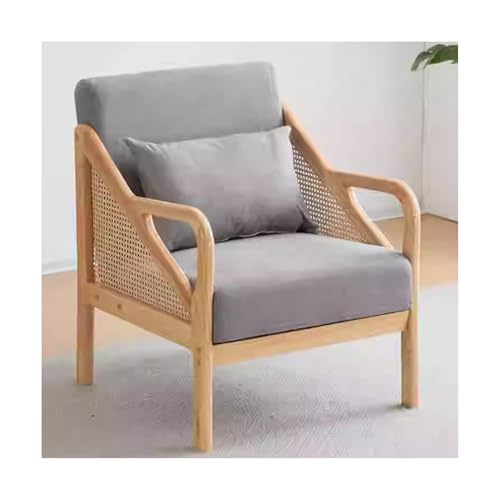 PINGSHI Boutique UK Sofasessel aus Massivholz, bequemer gepolsterter Akzentsessel for Balkon, Lounge, Schlafzimmer, Lesen, Entspannen(Light Gray) von PINGSHI Boutique UK