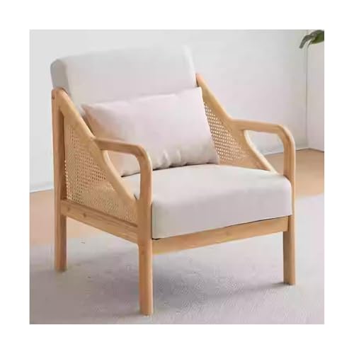 PINGSHI Boutique UK Sofasessel aus Massivholz, bequemer gepolsterter Akzentsessel for Balkon, Lounge, Schlafzimmer, Lesen, Entspannen(Off-White) von PINGSHI Boutique UK
