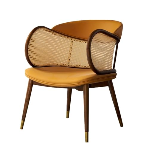 PINGSHI Boutique UK Vintage-Esszimmerstuhl aus Rattan mit gepolsterter Sitzfläche, Freizeitsessel for Wohnzimmer, Schlafzimmer, Lounge von PINGSHI Boutique UK