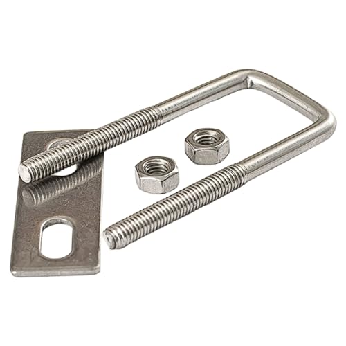 Rechtwinklige U-Klemme aus Edelstahl 304, M8-U-Bolzen-Kit for Vierkantrohre, weiß getünchtes Finish, Rohrhalterung for Möbel, Handläufe(M8x70x110mm) von PINGSHI Boutique UK