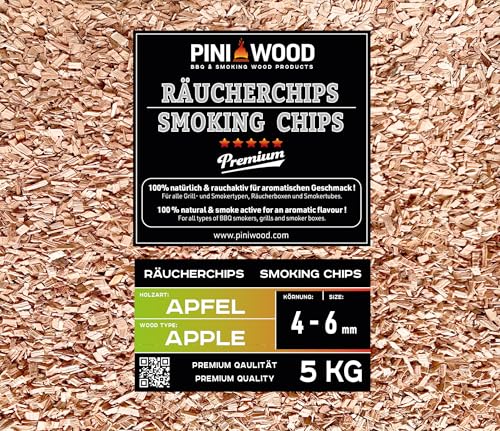 PINI 5 Kg Räucherchips Apfel 4-6 mm Smoking Chips Räucherspäne 18 Liter von PINI