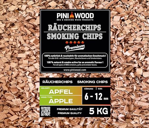 PINI 5 Kg Räucherchips Apfel 6-12 mm Smoking Chips Räucherspäne 18 Liter von PINI