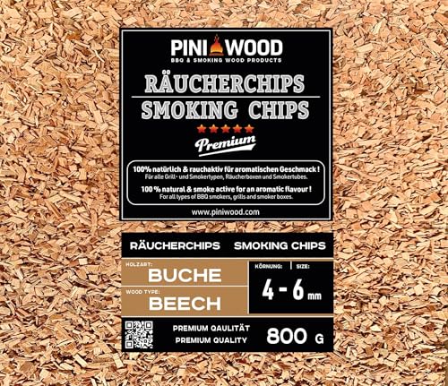 PINI 800 g Räucherchips Buche 4-6 mm Smoking Chips Räucherspäne von PINI