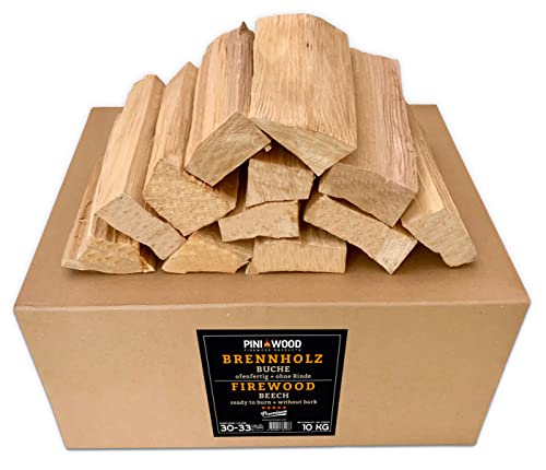 PINI Grillholz OHNE RINDE Buche 10 Kg Brennholz 30-33 cm für Pizzaofen Grill Smoker Kamin Feuerschale von PINI