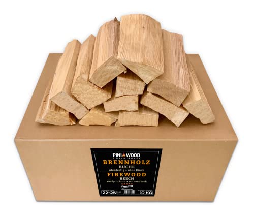 PINI Grillholz OHNE RINDE Buche 10 Kg Brennholz ca. 25 cm für Pizzaofen Grill Smoker Kamin Feuerschale von PINI