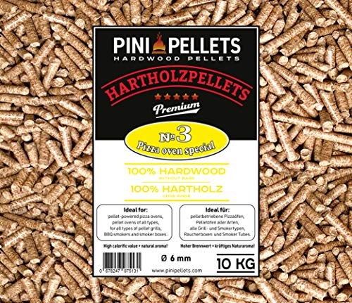 PINI Hartholz Pellets №3 Pizza Ofen Spezial für pelletbetriebene Pizzaöfen Grill Smoker Räucherboxen Smokertubes 10 Kg von PINI