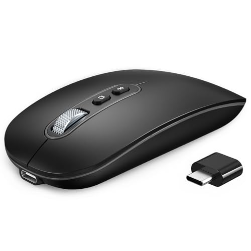 PINKCAT Maus Kabellose USB C, Wiederaufladbare Dual-Modus Mouse(Bluetooth5.1+USB C), Leise Bluetooth Maus,Wireless Mouse, Ergonomische Leise Funkmaus Für MacBook Air/Pro iPad Mac Laptop PC Computer von PINKCAT