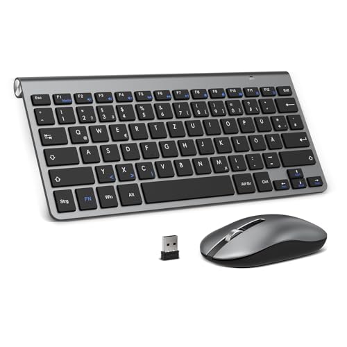 PINKCAT Kabelloses Tastatur Maus Set kabellos 2.4G Kabellose Kompakte Tastatur mit Funkmaus für Laptop, PC und Smart TV Deutsches QWERTZ Layout(Grau&Schwarz) PINKCAT Kabelloses Tastatur Maus Set kabellos 2.4G Kabellose Kompakte Tastatur mit Funkmaus für Laptop, PC und Smart TV Deutsches QWERTZ Layout(Grau&Schwarz) von PINKCAT