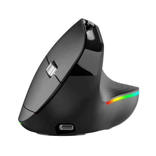PINKCAT Kabellose Vertikale Maus, 2.4G Led Wiederaufladbare Ergonomische Funkmaus USB Computermaus für Laptop, Mac, Vertical Ergo Maus 3 Verstellbare 1000/1200/1600 DPI (2.4G LED Aufladbar, Schwarz) PINKCAT Kabellose Vertikale Maus, 2.4G Led Wiederaufladbare Ergonomische Funkmaus USB Computermaus für Laptop, Mac, Vertical Ergo Maus 3 Verstellbare 1000/1200/1600 DPI (2.4G LED Aufladbar, Schwarz) von PINKCAT