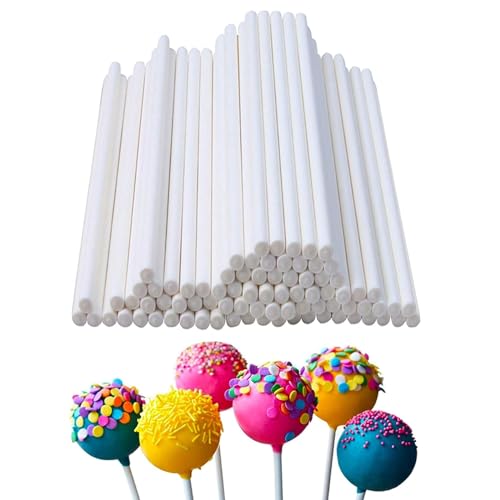 PINNKL 100 Stück Cake Pop Stiele, Cakepop Stiel Cake Pop Sticks, Lollipop Sticks, Cake Pop Stiele Weiß für Herstellung Von Kuchenlutschern, Desserts und Pralinen, 150 * 3.5mm, Weiss von PINNKL