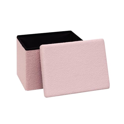 PINPLUS Hocker Mit Stauraum, Faltbarer Sitzhocker, Plüschstoff Aufbewahrungsbox Für Schminktisch, Schlafzimmer, Wohnzimmer, 42x32x32cm, Rosa PINPLUS Hocker Mit Stauraum, Faltbarer Sitzhocker, Plüschstoff Aufbewahrungsbox Für Schminktisch, Schlafzimmer, Wohnzimmer, 42x32x32cm, Rosa von PINPLUS