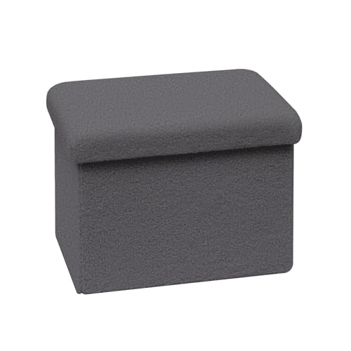 PINPLUS Hocker mit Stauraum, Faltbarer Sitzhocker, Plüschstoff Aufbewahrungsbox für Schminktisch, Schlafzimmer, Wohnzimmer, 42x32x32cm, Grau PINPLUS Hocker mit Stauraum, Faltbarer Sitzhocker, Plüschstoff Aufbewahrungsbox für Schminktisch, Schlafzimmer, Wohnzimmer, 42x32x32cm, Grau von PINPLUS