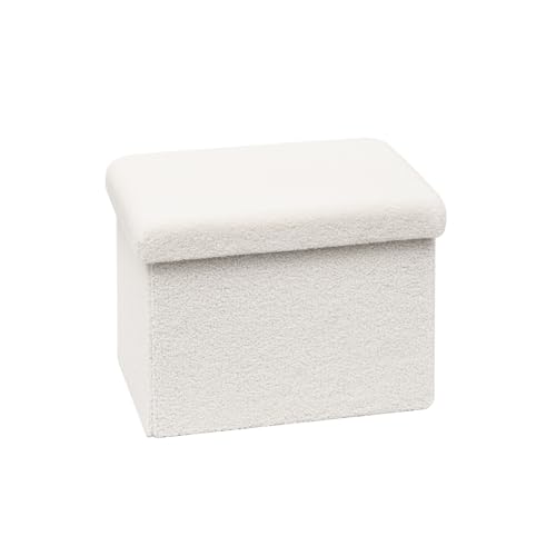 PINPLUS Hocker mit Stauraum, Faltbarer Sitzhocker, Plüschstoff Aufbewahrungsbox für Schminktisch, Schlafzimmer, Wohnzimmer, 42x32x32cm, Weiß PINPLUS Hocker mit Stauraum, Faltbarer Sitzhocker, Plüschstoff Aufbewahrungsbox für Schminktisch, Schlafzimmer, Wohnzimmer, 42x32x32cm, Weiß von PINPLUS