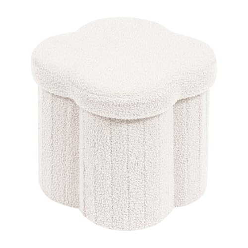 PINPLUS Sitzhocker mit Stauraum, Faltbarer Hocker mit Blumenform, Schmucker Hocker für den Schminktisch, Schlafzimmer, Wohnzimmer, 32x32x32cm, Weiß-Ideal für Familie, Gäste und Kinder PINPLUS Sitzhocker mit Stauraum, Faltbarer Hocker mit Blumenform, Schmucker Hocker für den Schminktisch, Schlafzimmer, Wohnzimmer, 32x32x32cm, Weiß-Ideal für Familie, Gäste und Kinder von PINPLUS