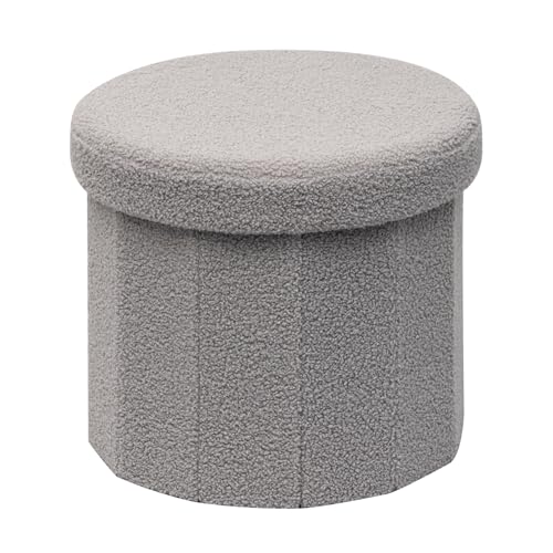 PINPLUS Sitzhocker mit Stauraum, Faltbarer Sitzhocker Zylindrischem Design, Fußbank Aufbewahrungsbox für Schlafzimmer, Korridor, Wohnzimmer, 38x38x33.5cm, Grau PINPLUS Sitzhocker mit Stauraum, Faltbarer Sitzhocker Zylindrischem Design, Fußbank Aufbewahrungsbox für Schlafzimmer, Korridor, Wohnzimmer, 38x38x33.5cm, Grau von PINPLUS